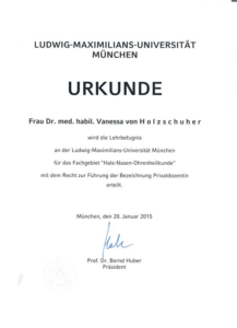 Qualifikation Dr. Vanessa von Holzschuher